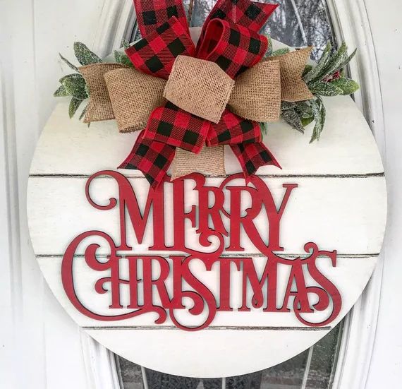 Vintage Merry Christmas Shiplap Style 3D Farmhouse Door | Etsy | Etsy (US)