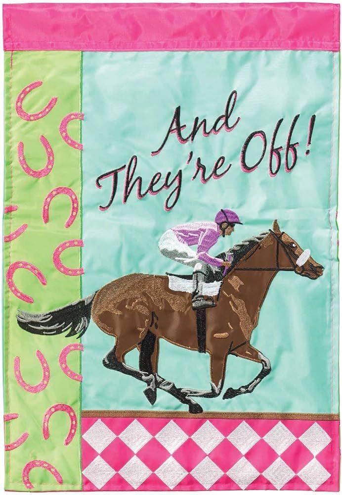 Magnolia Garden And They're Off! Horseracing 13 x 18 Inch Polyester Garden Flag | Amazon (US)