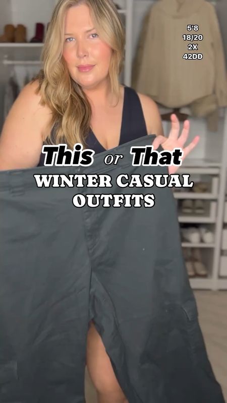 2 plus size friendly winter casual outfit ideas! Cargo pants are 2x but I also have them in xxl and I think they fit me better… bodysuit xl and flannel 2x. Size up in flannel to prevent shrinkage issues. Leggings are a dream, fit true to size and I wear 2x. Tee 2x runs true, and cocoon runs true and oh so cozy! At Spanx for anything full price use code ASHLEYDXSPANX 

#LTKfindsunder50 #LTKmidsize #LTKplussize