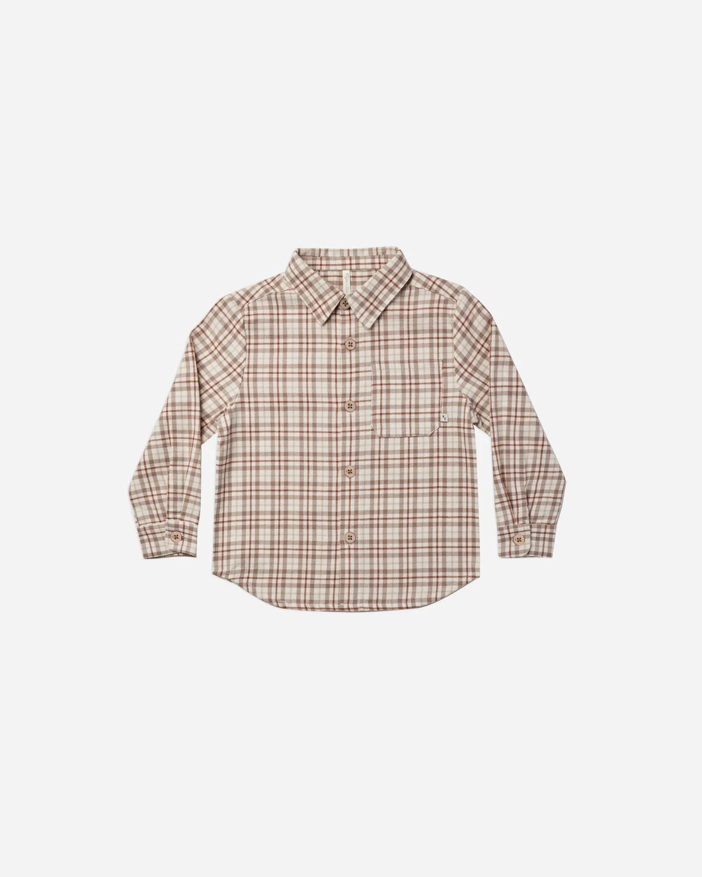 long sleeve collared shirt || mocha plaid | Rylee + Cru