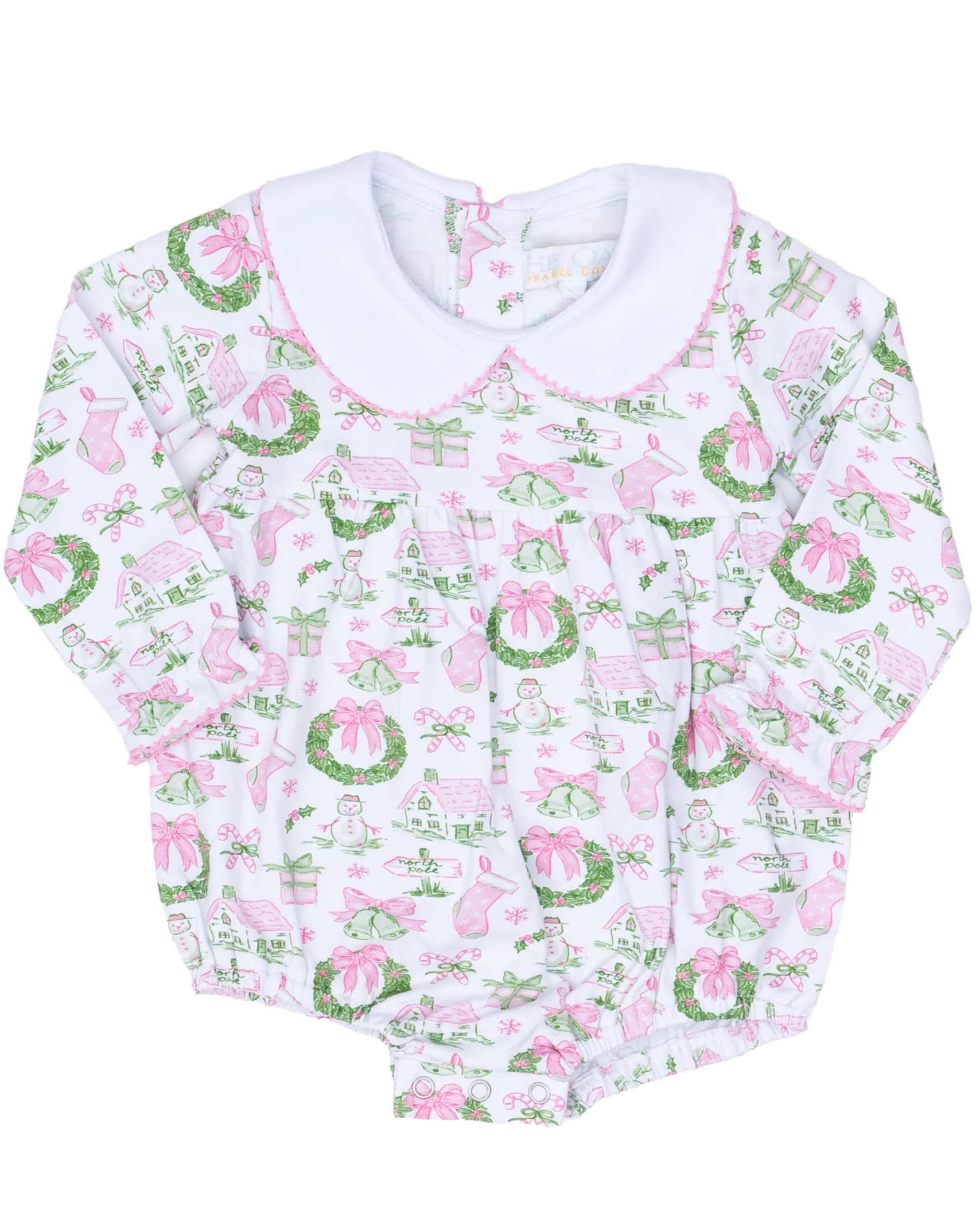 Mary Mills Pink Holiday Toile Bubble | The Oaks Apparel Company