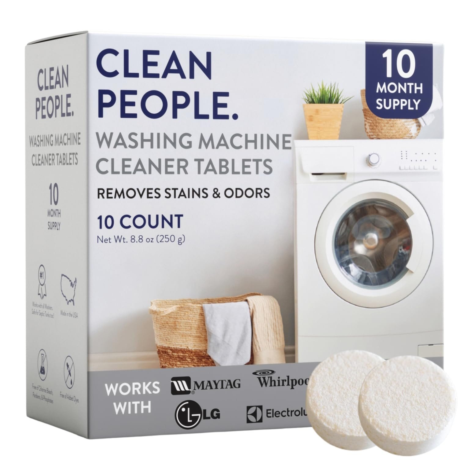 THE CLEAN PEOPLE Washing Machine Cleaner - Washer Machine Cleaner Tablets for Removing Odor, Grim... | Amazon (US)