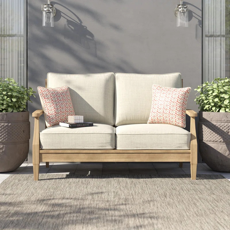 Arikka 55.5'' Eucalyptus Outdoor Loveseat | Wayfair North America