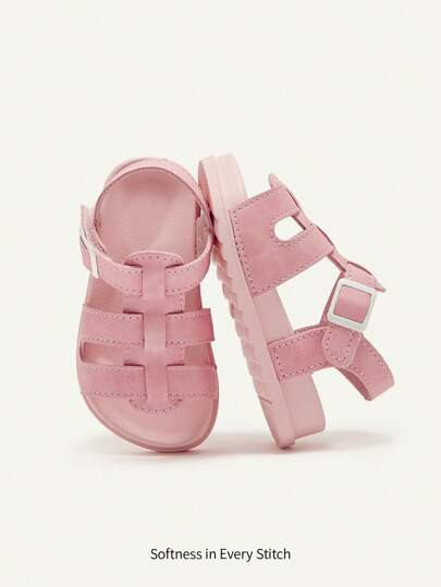 Cozy Pixies 1 Pair Cute Toddler Girls Princess Hook And Loop Soft Bottom Casual Flat Sandals, Fas... | SHEIN