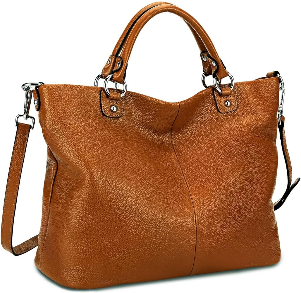 Kattee Women's Soft Genuine Leather Tote Bag, Top Satchel Purses and Handbags | Amazon (US)