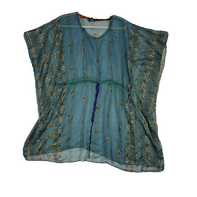 VTG Sheer Paisley Poncho Oversize Free Size OS Round Neck Women's Tie Waist Boho | eBay US