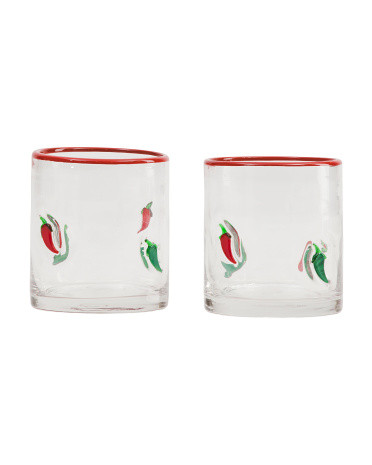 2pk Peppers Applique Double Old Fashion Glasses | TJ Maxx