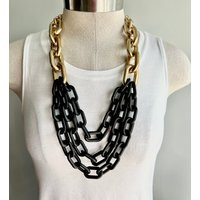 Chunky Chain Necklace, Acrylic Link Long Thick Chain Black Statement Necklace | Etsy (US)