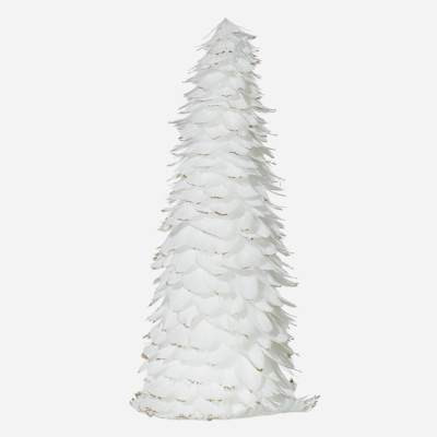 White Feather with Gold Tips Tabletop Tree, 18" | At Home