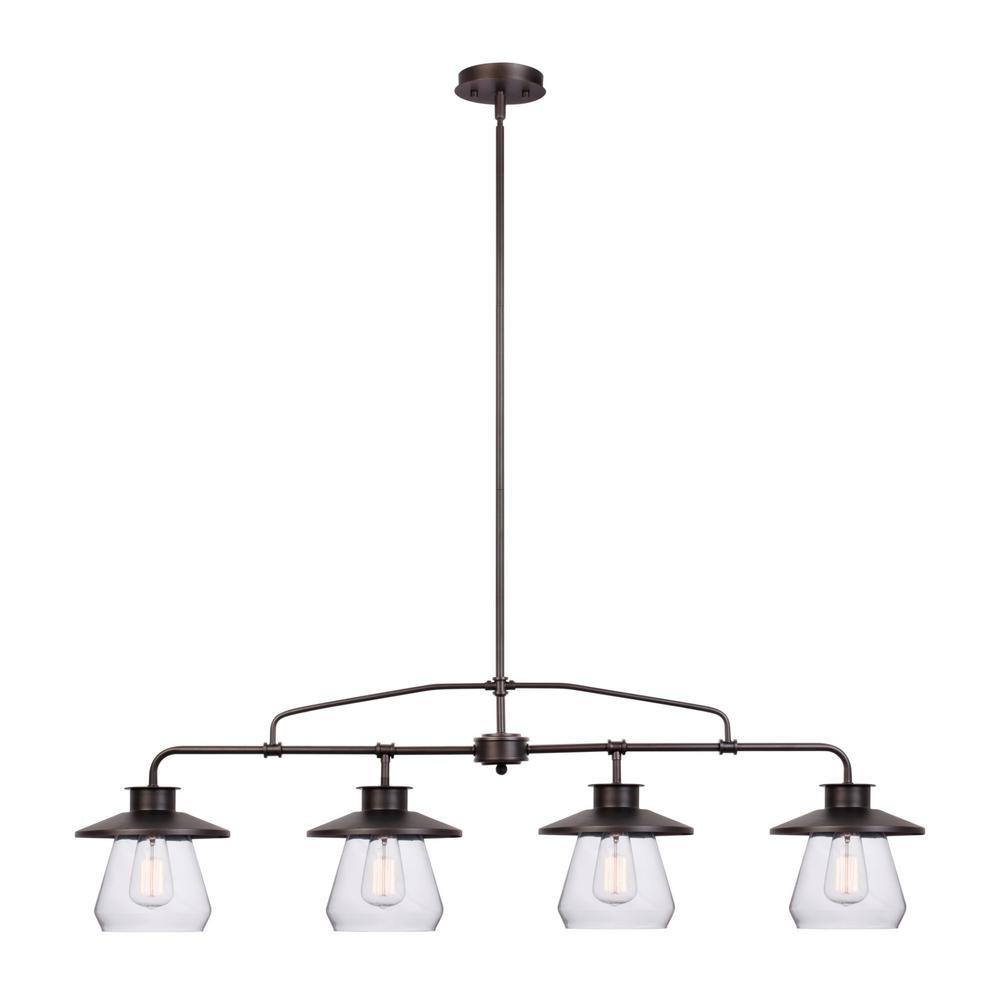 Globe Electric Nate 4-Light Oil-Rubbed Bronze Industrial Vintage Pendant 65382 - The Home Depot | The Home Depot