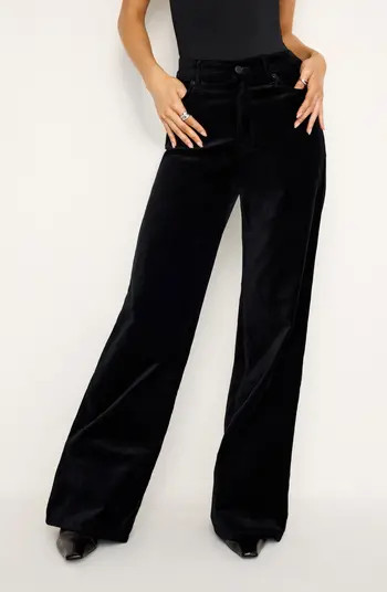 Good American Good Skate High Waist Velvet Wide Leg Pants | Nordstrom | Nordstrom