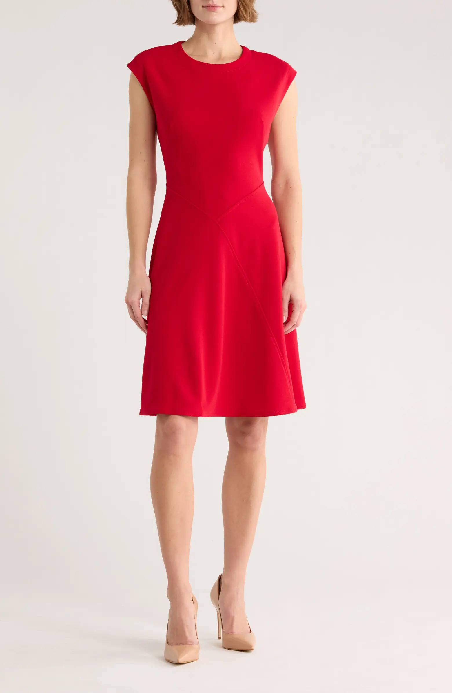 Calvin Klein Cap Sleeve A-Line Dress | Nordstromrack | Nordstrom Rack