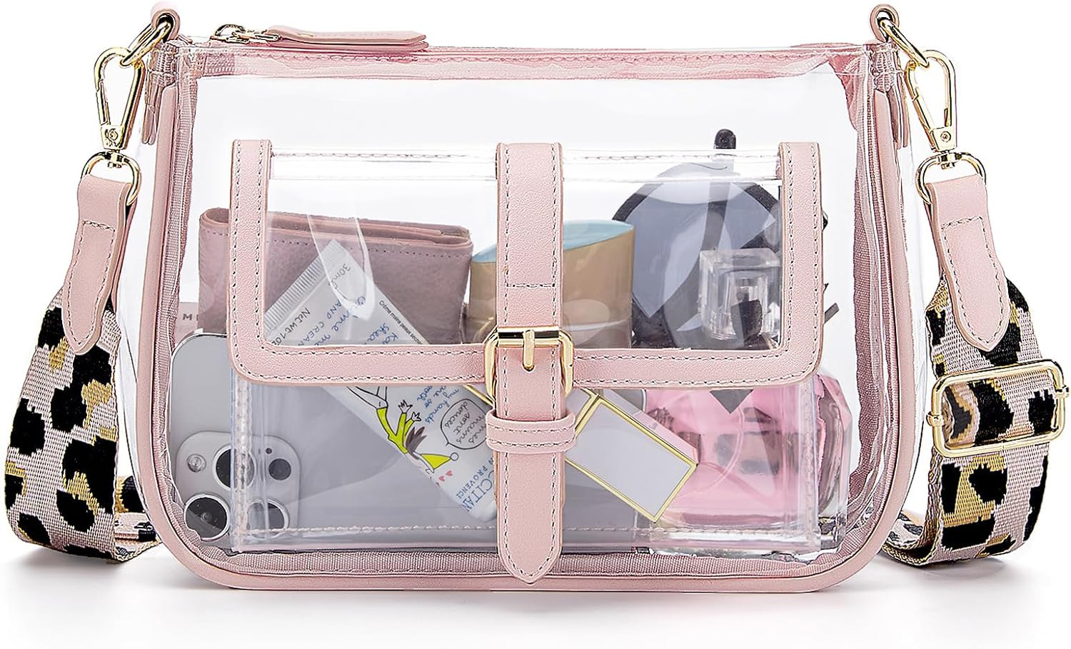 Missnine Clear Bag Stadium Approved PVC Crossbody Purse for Women Transparent Shoulder Concert Bag with Guitar Strap | Amazon (US)