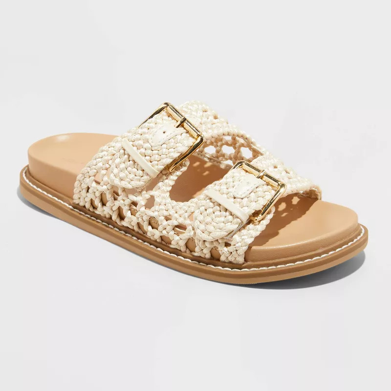 Women's Kylie Woven Two Band Footbed Sandals - Universal Thread™ Tan 8 | Target