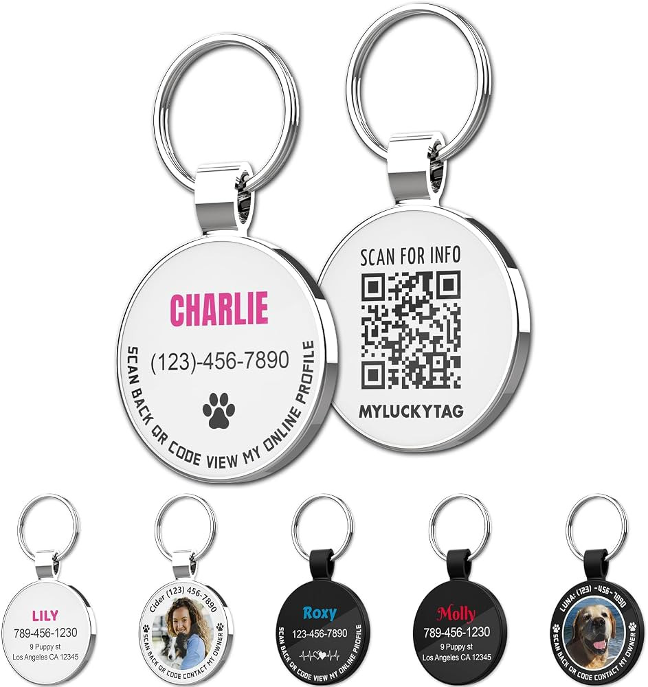 MYLUCKYTAG Personalized QR Code Pet ID | Dog & Cat Collar Tag | Online Profile with Instant Scann... | Amazon (US)