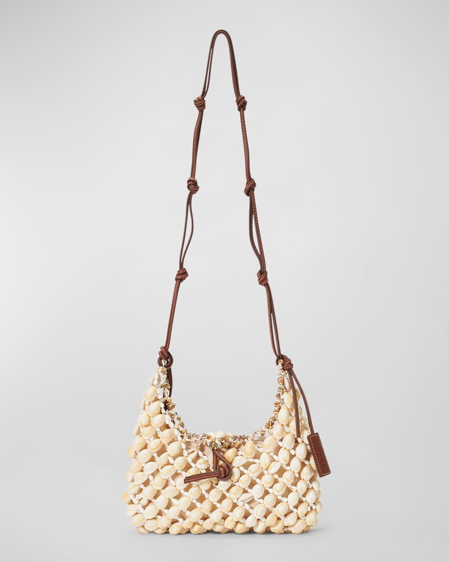STAUD Vacanza Shell Raffia Shoulder Bag | Neiman Marcus