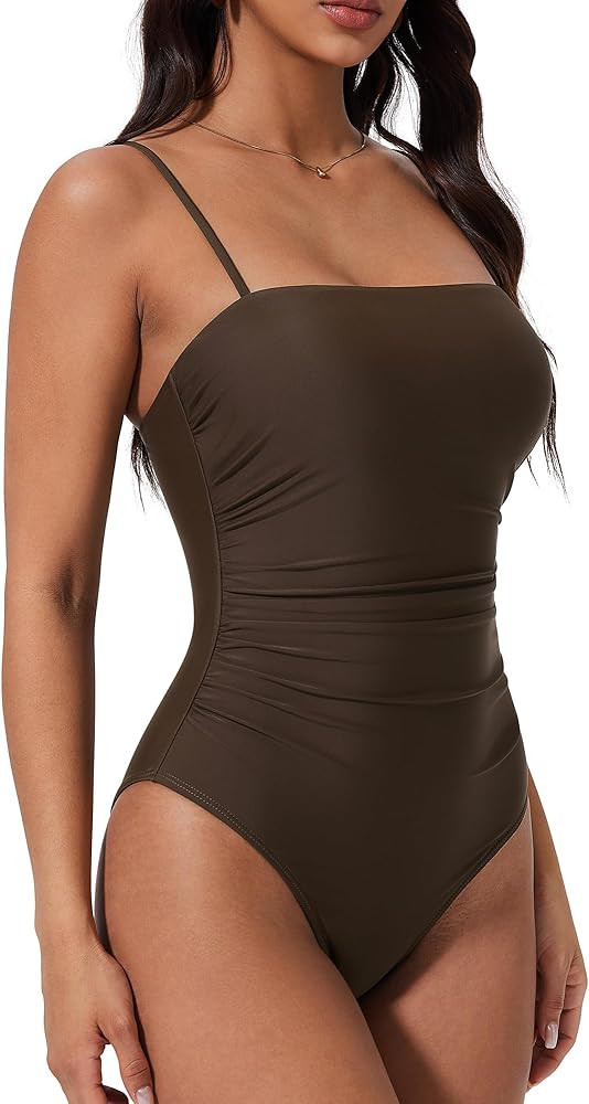 SUUKSESS Women Sexy One Piece Swimsuit Tummy Control Square Neck Bathing Suit | Amazon (US)