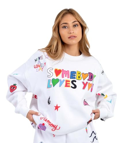 The Mayfair Group Mayfair x ISCREAMCOLOUR collaboration Somebody Loves You Sweatshirt Crewneck (White, Large-X-Large) | Amazon (US)