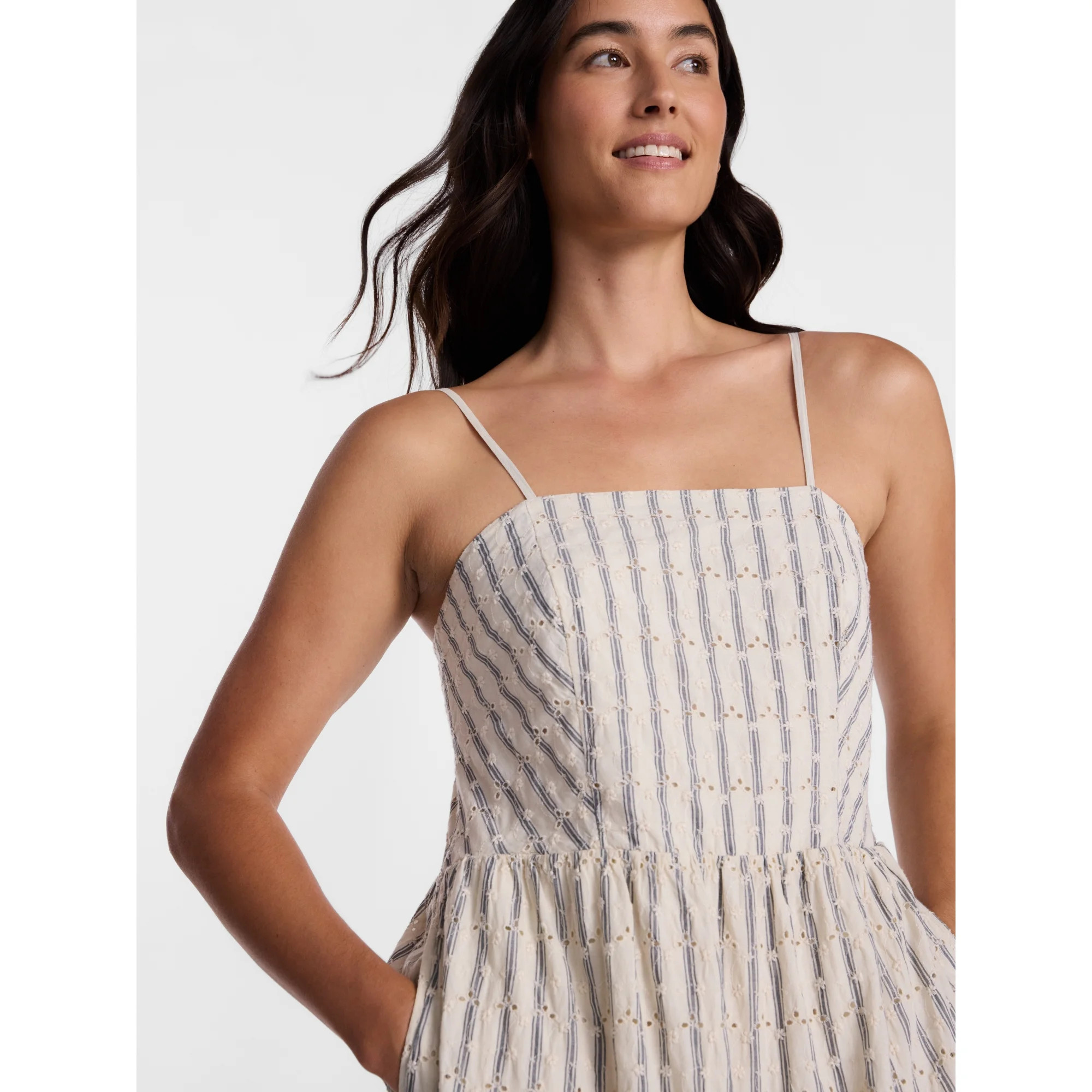 Time and Tru Women's Sleeveless Eyelet Cotton Midi Dress, Sizes XS-XXXL | Walmart (US)