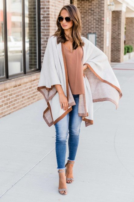 Northern Journey Cream Poncho | The Pink Lily Boutique
