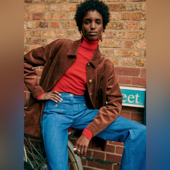 Sezane Madenn Jacket Corduroy Red Rust Brown Size 44 US 12 | Poshmark