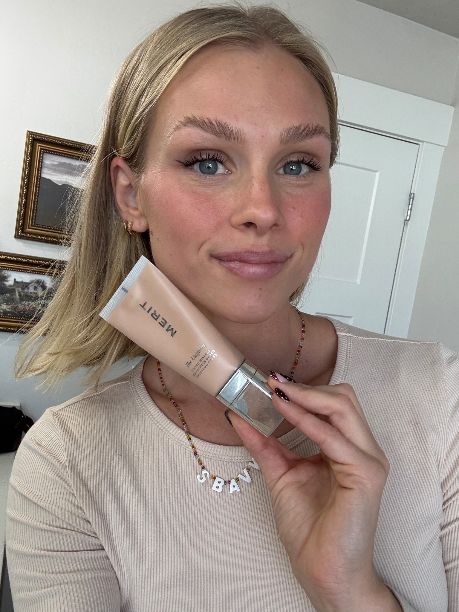 Merit products I’m wearing! Love the tinted sunscreen! 