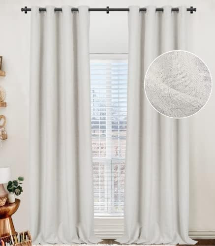 INOVADAY 100% Blackout Curtains 84 Inch Length 2 Panels Set, Linen Curtains 84 Inches Long, Therm... | Amazon (US)