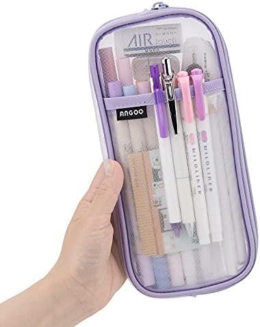 EASTHILL Grid Mesh Pen Pencil Case with Zipper Clear Makeup Color Pouch Cosmetics Bag Multi-Purpo... | Amazon (US)