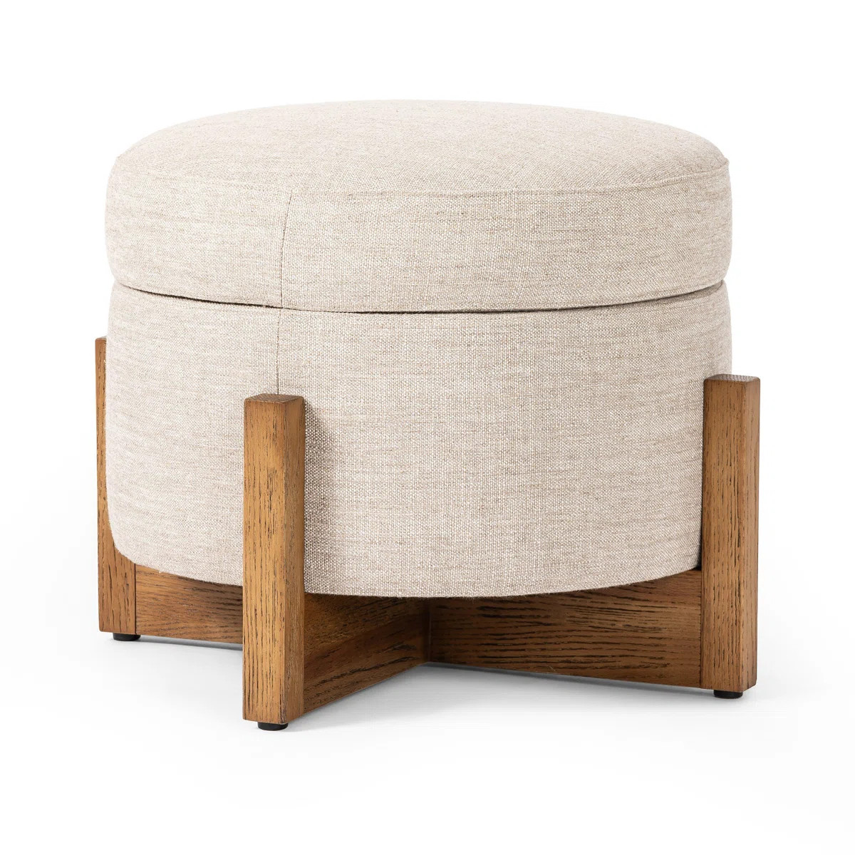 Regan 25" Wide Round Storage Ottoman | Wayfair North America