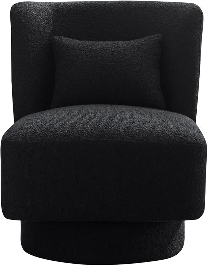 Modern Boucle Upholstered Accent Swivel Barrel Chair w/Pillow, Armless Comfy Leisure Club Lounge ... | Amazon (US)