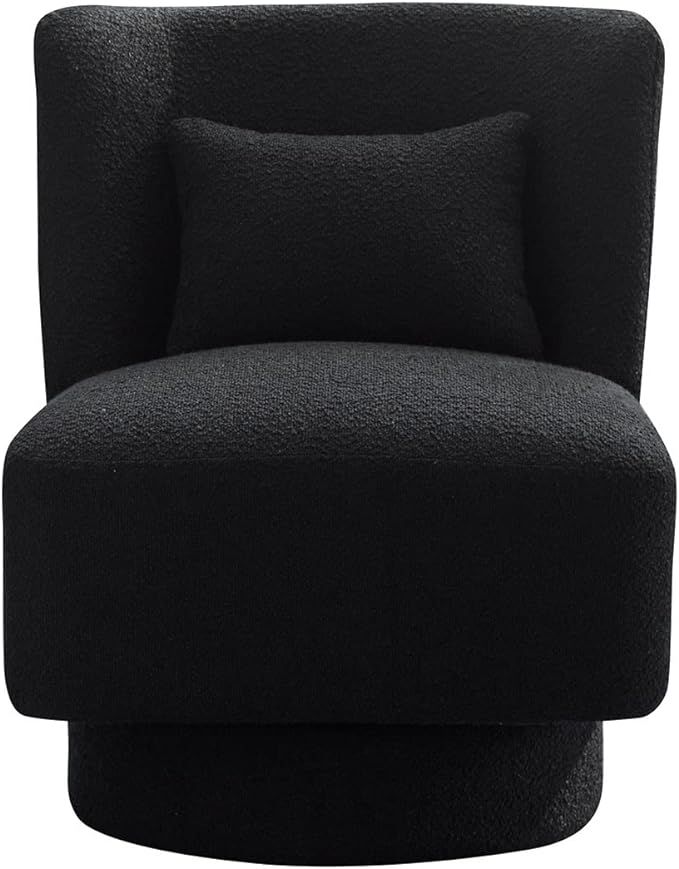 Modern Boucle Upholstered Accent Swivel Barrel Chair w/Pillow, Armless Comfy Leisure Club Lounge ... | Amazon (US)