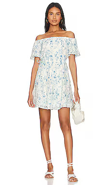 MINKPINK Alba Broidery Mini Dress in Blue & White from Revolve.com | Revolve Clothing (Global)
