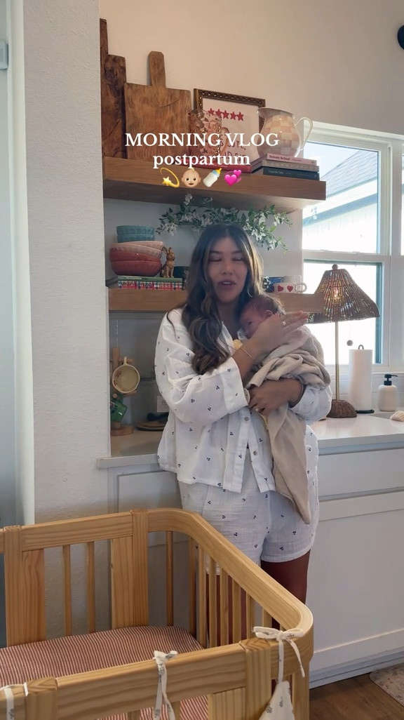Postpartum morning essentials - new mom, newborn favorites, morning vlog, rolling crib

#LTKBaby #LTKHome