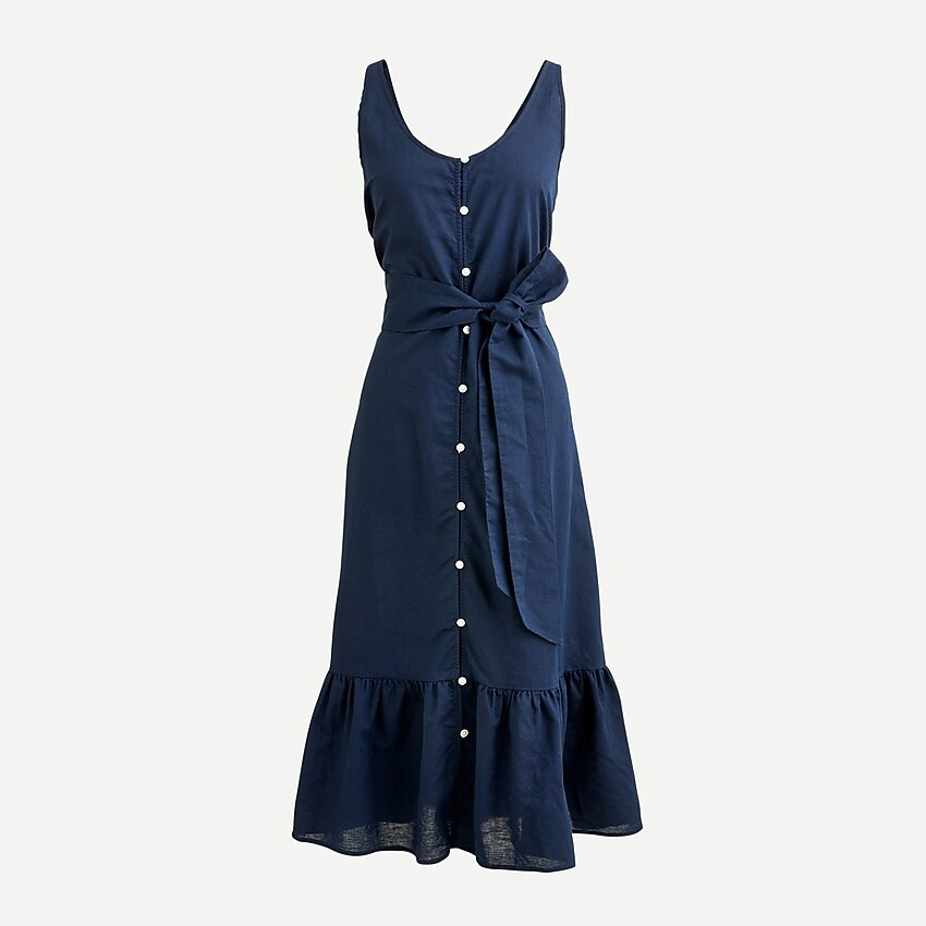 Cotton-linen button-front midi dress | J. Crew US