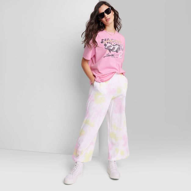 Women's Ascot + Hart Racer Short Sleeve Graphic Boyfriend T-Shirt - Pink | Target