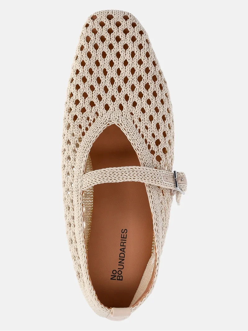 No Boundaries Crochet Mary Jane Flats, Women's | Walmart (US)