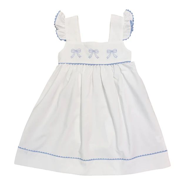 Blue Bow Embroidered Dress | Classic Whimsy