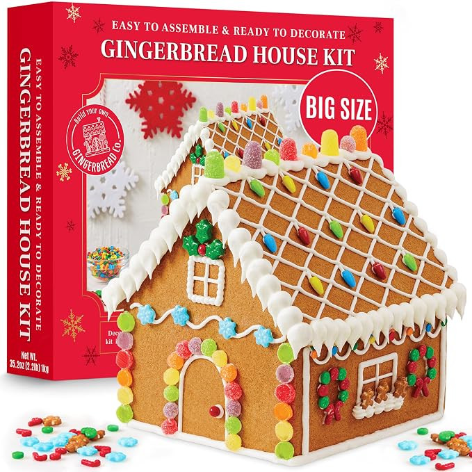 Large Gingerbread House Kit - Holiday Cookie House Decorating Kit Easy To Assemble Christmas Ging... | Amazon (US)
