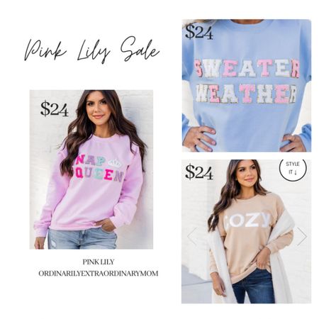 Nap Queen, 
Sweater Weather, 
and Cozy
Chenille letter shirts on sale at Pink Lily

#LTKSeasonal
