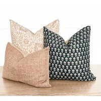 Pillow Combination Set | Of 3 Beige Floral Spring Black Cinnamon Woven | Etsy (US)