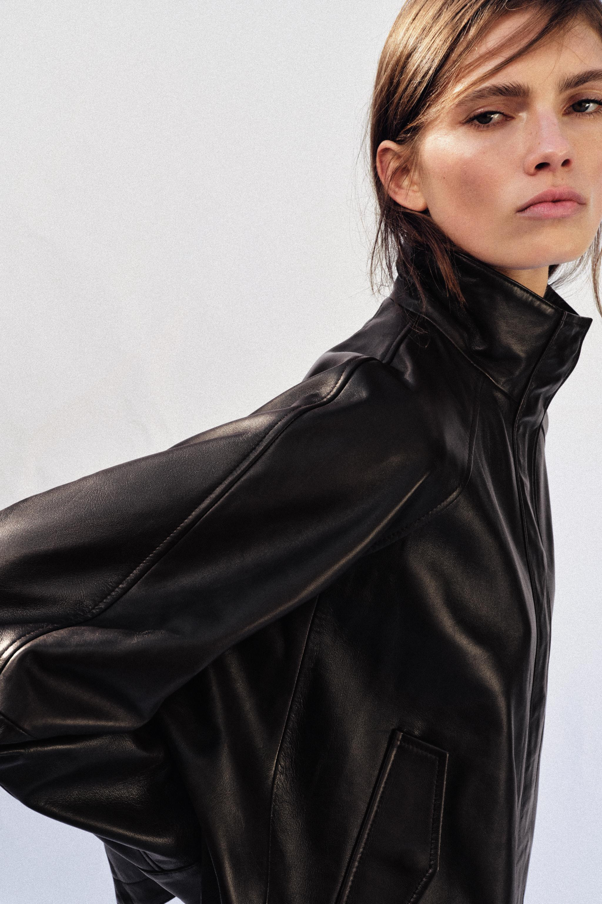 ZW COLLECTION 100% LEATHER BOMBER JACKET | Zara UK