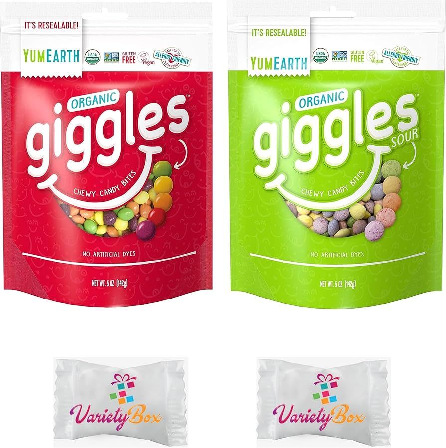 Yumearth Giggles and Sour Giggles 5oz Bundle with Variety Box Mints (Resealable Bags) | Amazon (US)