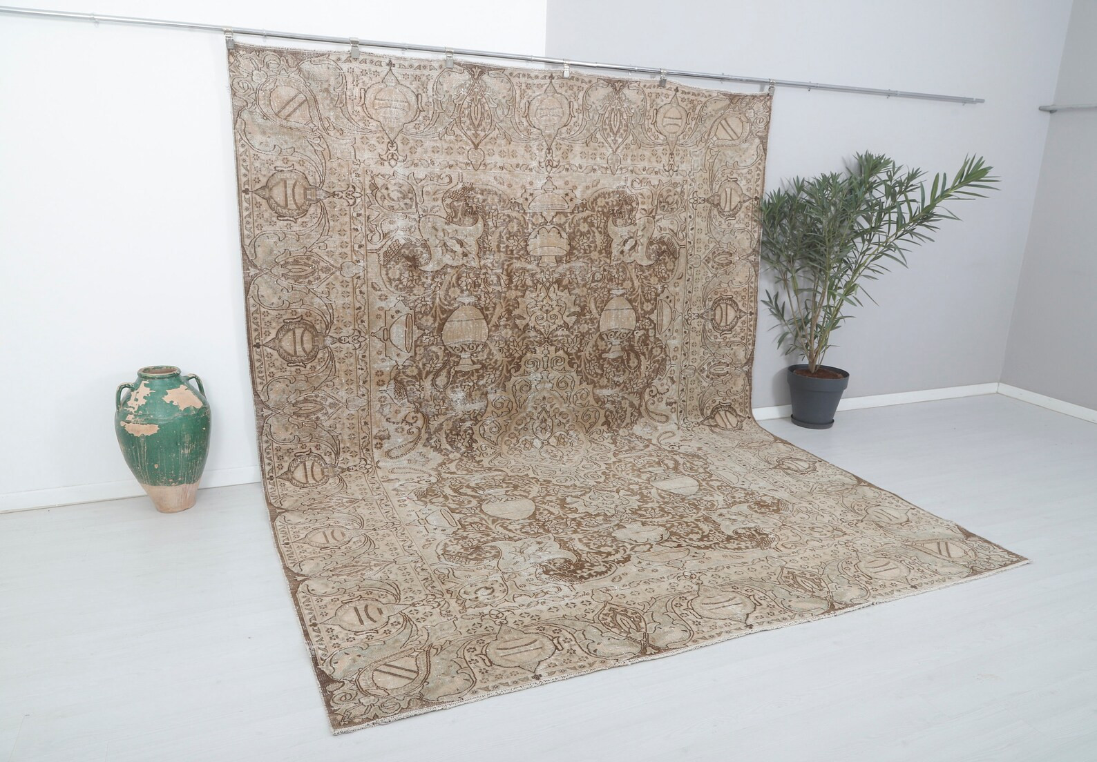 Unique 9'5 X 12'3 Rug, Oushak Brown Area Rug, Hand Knotted Ushak Rug, 10x12 Rug,10x12 Brown Rug, ... | Etsy (US)