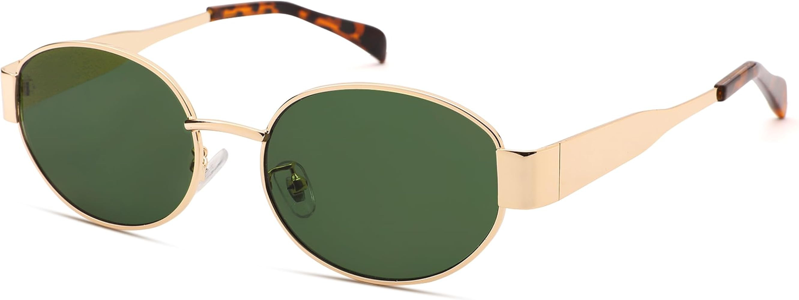 Retro Oval Sunglasses for Women Men - Fashion Sun Glasses - Rectangle Metal Frame Shades | Amazon (US)