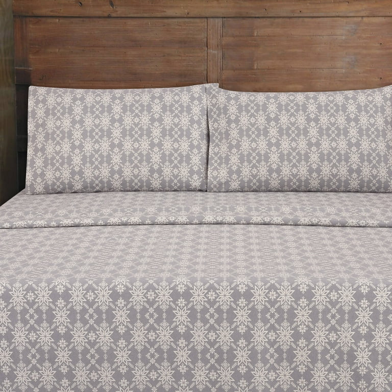 Mainstays 4-Piece Gray Fair Isle Flannel Sheet Set, Queen | Walmart (US)