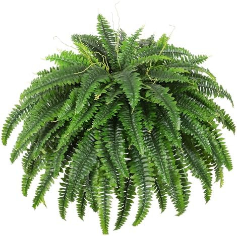 Single Silky Artificial Boston Fern Bush, 49Inch Large Artificial Ferns for Outdoors, Large Faux ... | Amazon (US)