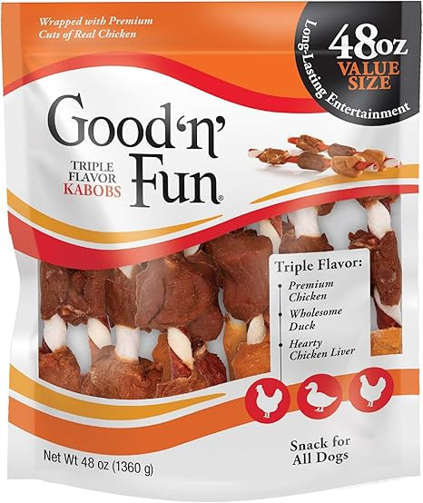 Good ‘n’ Fun Triple Flavor Kabobs Chews for All Dogs, 48 Ounces, Treat Your Dog to Chews Made... | Amazon (US)