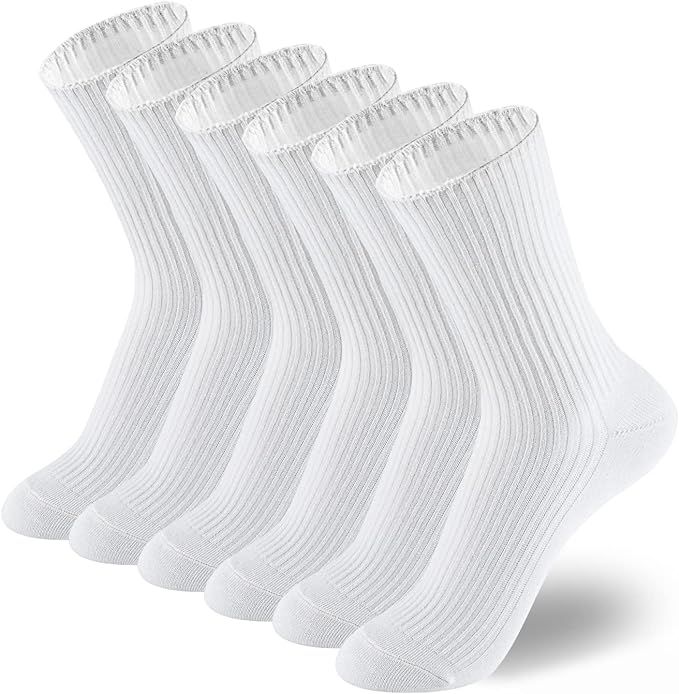 ACCFOD Womens Cute Crew Socks Casual Athletic Aesthetic Socks Neutral Cotton Socks for Women Gran... | Amazon (US)