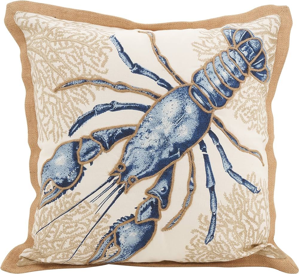 SARO LIFESTYLE Neptunian Collection Cotton Down Filled Throw Pillow, 20", Lobster | Amazon (US)