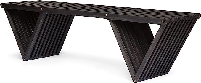 Christopher Knight Home Esme Outdoor Acacia Wood Bench, Dark Gray Finish | Amazon (US)